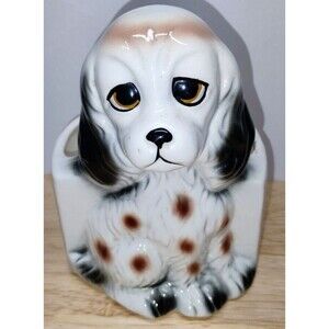 Vintage Cocker Spaniel Dog Planter Vase by Ardco Ceramic Figurine Sad Eyes Puppy